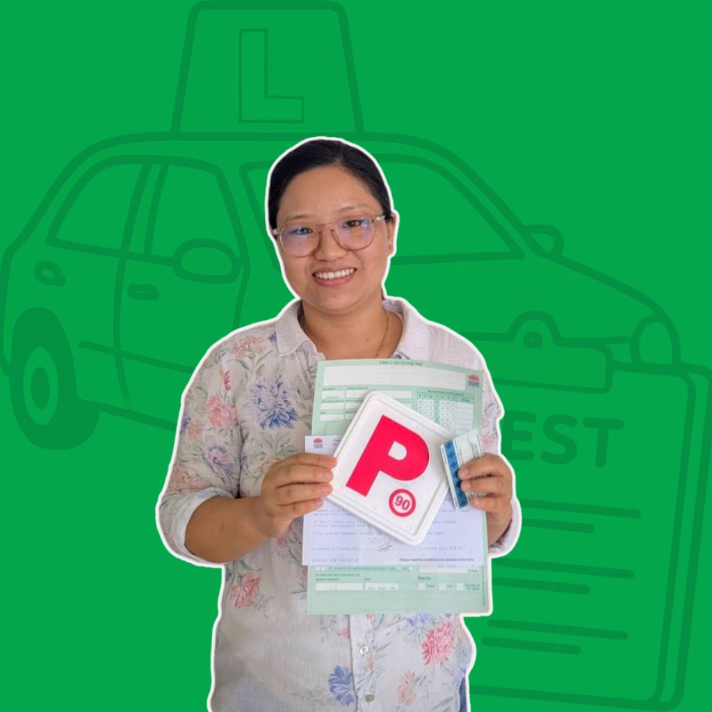 a woman holding her driving license document 